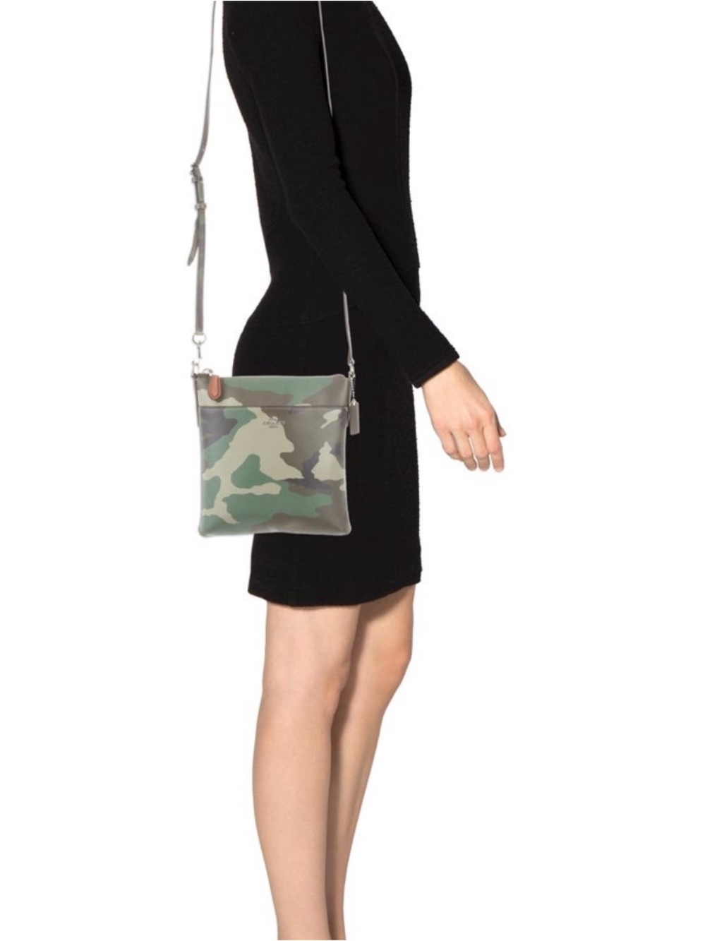 COACH Green Camouflage Print Crossbody Bag With Large Slip-On Pocket - Picture 12 of 13